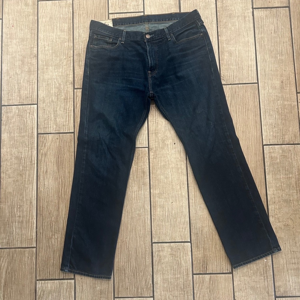Hollister California Mens Dark Wash Straight Leg Denim Jeans 36x32 100% Cotton